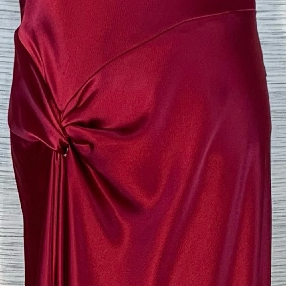ABS by Allen Schwartz Dark Red Halter Gown - Picture 4 of 16